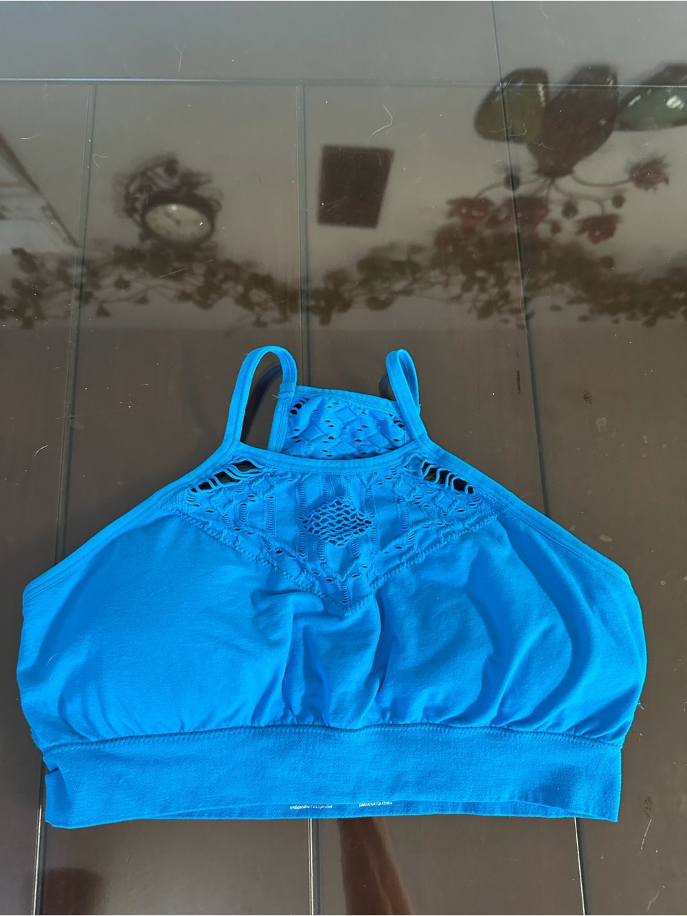 ZYIA Bright Blue High-Neck Lace “Amazing Seamless” Sports Bral
